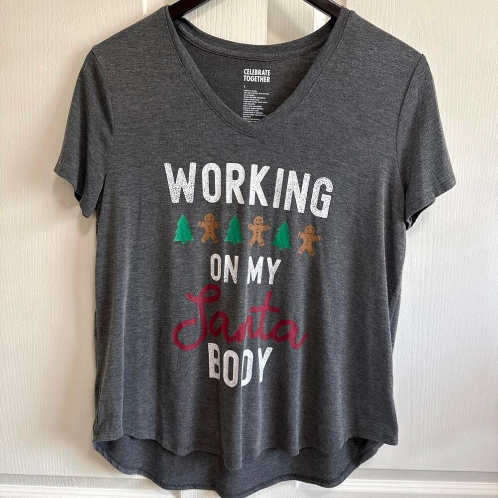 Women's Gray Christmas t-shirt size L